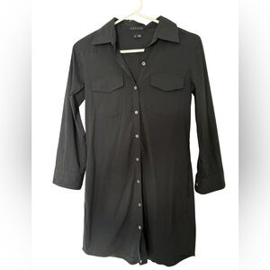 Theory Black Button-Front Shirt Dress, Long Sleeve, Size 2